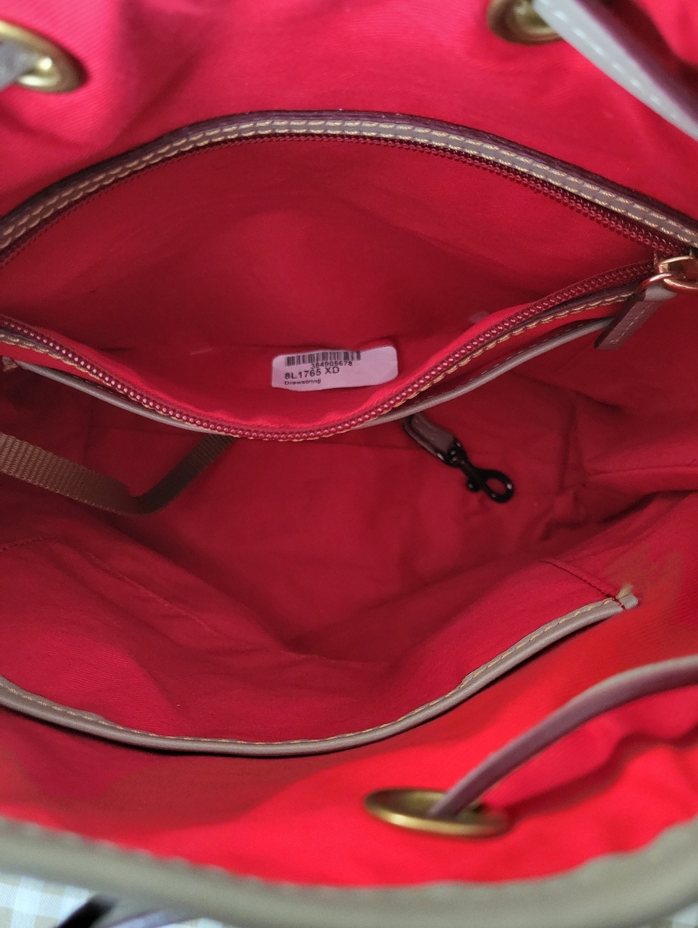Dooney & Bourke Gray Florentine Leather Drawstring Tote / Satchel, Gold Hardware - Picture 14 of 16